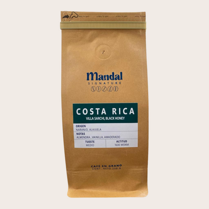 Café de Costa Rica:  Villa Sarchí. Black Honey. Con notas a vainilla, almendra y amaderado.