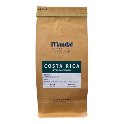 Café de Costa Rica: Geisha. Black Honey. Con notas a Melaza, Bergamota y Almendras tostadas.